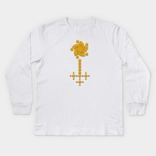 Crop Circle 14 in Gold Kids Long Sleeve T-Shirt